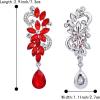 imageBriLove Womens Bohemian Boho Crystal Flower Wedding Bridal Chandelier Teardrop Bling Dangle Earrings06Ruby Color SilverTone
