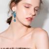 imageBriLove Womens Bohemian Boho Crystal Flower Wedding Bridal Chandelier Teardrop Bling Dangle Earrings07Blue Topaz Color SilverTone