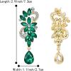 imageBriLove Womens Bohemian Boho Crystal Flower Wedding Bridal Chandelier Teardrop Bling Dangle Earrings08Emerald Color GoldTone