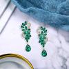 imageBriLove Womens Bohemian Boho Crystal Flower Wedding Bridal Chandelier Teardrop Bling Dangle Earrings08Emerald Color GoldTone