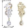 imageBriLove Womens Bohemian Boho Crystal Flower Wedding Bridal Chandelier Teardrop Bling Dangle Earrings09Clear GoldTone