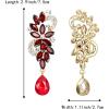 imageBriLove Womens Bohemian Boho Crystal Flower Wedding Bridal Chandelier Teardrop Bling Dangle EarringsRuby Color GoldTone