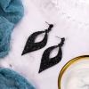 imageBriLove Womens Bohemian Boho Crystal Hollow Leaf Chandelier Dangle Earrings01Black BlackTone