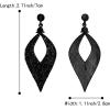 imageBriLove Womens Bohemian Boho Crystal Hollow Leaf Chandelier Dangle Earrings01Black BlackTone