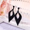 imageBriLove Womens Bohemian Boho Crystal Hollow Leaf Chandelier Dangle Earrings01Black BlackTone