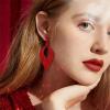 imageBriLove Womens Bohemian Boho Crystal Hollow Leaf Chandelier Dangle Earrings02Ruby Color Redtone
