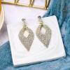 imageBriLove Womens Bohemian Boho Crystal Hollow Leaf Chandelier Dangle Earrings03Clear GoldTone