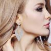 imageBriLove Womens Bohemian Boho Crystal Hollow Leaf Chandelier Dangle Earrings04Clear SilverTone