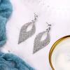 imageBriLove Womens Bohemian Boho Crystal Hollow Leaf Chandelier Dangle Earrings04Clear SilverTone