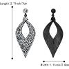 imageBriLove Womens Bohemian Boho Crystal Hollow Leaf Chandelier Dangle Earrings05Clear BlackTone