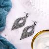 imageBriLove Womens Bohemian Boho Crystal Hollow Leaf Chandelier Dangle Earrings05Clear BlackTone