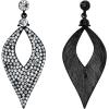 imageBriLove Womens Bohemian Boho Crystal Hollow Leaf Chandelier Dangle Earrings05Clear BlackTone