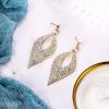 imageBriLove Womens Bohemian Boho Crystal Hollow Leaf Chandelier Dangle Earrings06Iridescent AB GoldTone