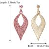 imageBriLove Womens Bohemian Boho Crystal Hollow Leaf Chandelier Dangle Earrings07Pink GoldTone