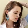 imageBriLove Womens Bohemian Boho Crystal Hollow Leaf Chandelier Dangle EarringsBlue Topaz SilverTone