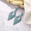 imageBriLove Womens Bohemian Boho Crystal Hollow Leaf Chandelier Dangle EarringsBlue Topaz SilverTone