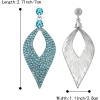 imageBriLove Womens Bohemian Boho Crystal Hollow Leaf Chandelier Dangle EarringsBlue Topaz SilverTone