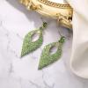 imageBriLove Womens Bohemian Boho Crystal Hollow Leaf Chandelier Dangle EarringsEmerald Color GoldToned