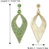 imageBriLove Womens Bohemian Boho Crystal Hollow Leaf Chandelier Dangle EarringsEmerald Color GoldToned