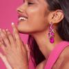 imageBriLove Womens Bohemian Boho Crystal Multi Teardrop Filigree Cluster Chandelier Dangle Earrings01Fuchsia GoldTone