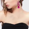 imageBriLove Womens Bohemian Boho Crystal Multi Teardrop Filigree Cluster Chandelier Dangle Earrings01Fuchsia GoldTone