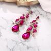 imageBriLove Womens Bohemian Boho Crystal Multi Teardrop Filigree Cluster Chandelier Dangle Earrings01Fuchsia GoldTone
