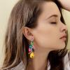 imageBriLove Womens Bohemian Boho Crystal Multi Teardrop Filigree Cluster Chandelier Dangle Earrings03Multicolor GoldTone