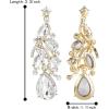 imageBriLove Womens Bohemian Boho Crystal Multi Teardrop Filigree Cluster Chandelier Dangle Earrings06Clear GoldTone