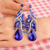 imageBriLove Womens Bohemian Boho Crystal Multi Teardrop Filigree Cluster Chandelier Dangle Earrings07Royal Blue GoldTone