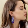imageBriLove Womens Bohemian Boho Crystal Multi Teardrop Filigree Cluster Chandelier Dangle Earrings07Royal Blue GoldTone