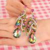 imageBriLove Womens Bohemian Boho Crystal Multi Teardrop Filigree Cluster Chandelier Dangle Earrings08Vitrail Medium GoldTone