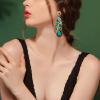 imageBriLove Womens Bohemian Boho Crystal Multi Teardrop Filigree Cluster Chandelier Dangle Earrings09Emerald Color GoldTone