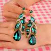 imageBriLove Womens Bohemian Boho Crystal Multi Teardrop Filigree Cluster Chandelier Dangle Earrings09Emerald Color GoldTone