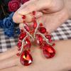 imageBriLove Womens Bohemian Boho Crystal Multi Teardrop Filigree Cluster Chandelier Dangle Earrings10Ruby Color GoldTone