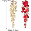 imageBriLove Womens Bohemian Boho Crystal Wedding Bridal Multiple Teardrop Chandelier Long Dangle Earrings05Ruby Color GoldTone