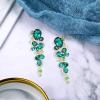 imageBriLove Womens Bohemian Boho Crystal Wedding Bridal Multiple Teardrop Chandelier Long Dangle Earrings06Emerald Color GoldTone