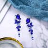 imageBriLove Womens Bohemian Boho Crystal Wedding Bridal Multiple Teardrop Chandelier Long Dangle Earrings07Royal Blue SilverTone
