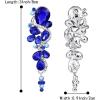 imageBriLove Womens Bohemian Boho Crystal Wedding Bridal Multiple Teardrop Chandelier Long Dangle Earrings07Royal Blue SilverTone
