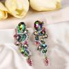 imageBriLove Womens Bohemian Boho Crystal Wedding Bridal Multiple Teardrop Chandelier Long Dangle Earrings08Vitrail Medium SilverTone