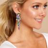 imageBriLove Womens Bohemian Boho Crystal Wedding Bridal Multiple Teardrop Chandelier Long Dangle Earrings08Vitrail Medium SilverTone