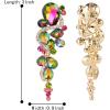 imageBriLove Womens Bohemian Boho Crystal Wedding Bridal Multiple Teardrop Chandelier Long Dangle Earrings09Vitrail Medium GoldTone