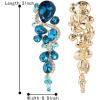 imageBriLove Womens Bohemian Boho Crystal Wedding Bridal Multiple Teardrop Chandelier Long Dangle Earrings10Blue Topaz Color GoldTone