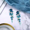 imageBriLove Womens Bohemian Boho Crystal Wedding Bridal Multiple Teardrop Chandelier Long Dangle Earrings10Blue Topaz Color GoldTone