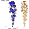 imageBriLove Womens Bohemian Boho Crystal Wedding Bridal Multiple Teardrop Chandelier Long Dangle Earrings11Royal Blue GoldTone