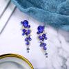 imageBriLove Womens Bohemian Boho Crystal Wedding Bridal Multiple Teardrop Chandelier Long Dangle Earrings11Royal Blue GoldTone