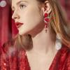 imageBriLove Womens Bohemian Boho Crystal Wedding Bridal Multiple Teardrop Chandelier Long Dangle Earrings13Ruby Color SilverTone