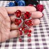 imageBriLove Womens Bohemian Boho Crystal Wedding Bridal Multiple Teardrop Chandelier Long Dangle Earrings13Ruby Color SilverTone