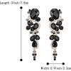 imageBriLove Womens Bohemian Boho Crystal Wedding Bridal Multiple Teardrop Chandelier Long Dangle EarringsBlack GoldTone