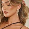 imageBriLove Womens Bohemian Boho Crystal Wedding Bridal Multiple Teardrop Chandelier Long Dangle EarringsChampagne GoldTone