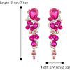 imageBriLove Womens Bohemian Boho Crystal Wedding Bridal Multiple Teardrop Chandelier Long Dangle EarringsHot Pink GoldTone